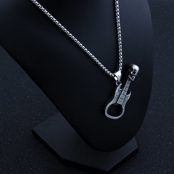 ❤️Music Lover Stainless Steel Guitar Necklace , N90201P102 - Picture 4 of 8